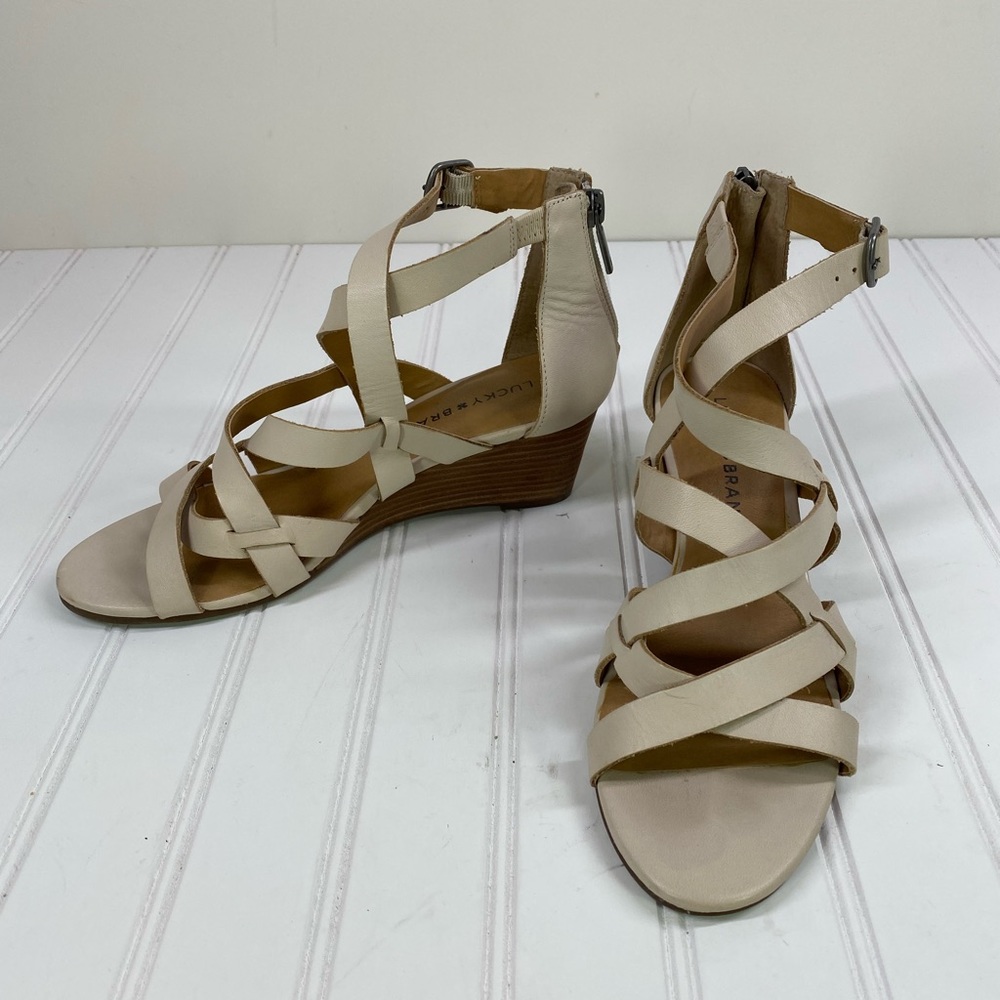 Lucky Brand Jewelia Leather Wedge Sandals